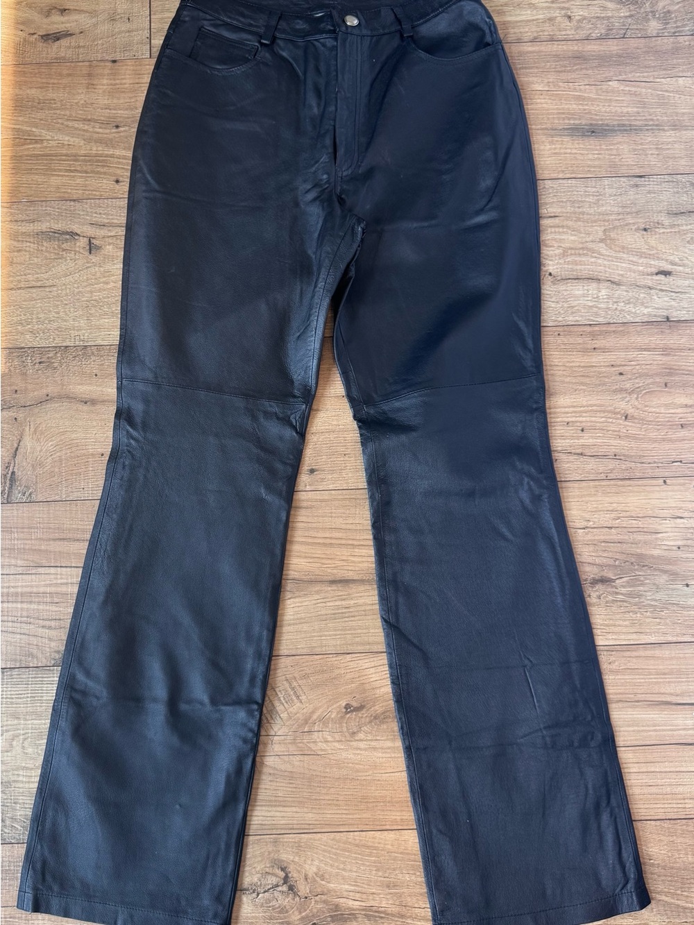Newport News Black 100% Leather Flare Jeans